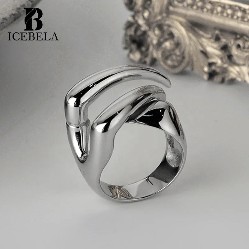 Personalized Creativity 925 Sterling Silver Tusk Ring Women's Color Retaining Statement Rings for Girls