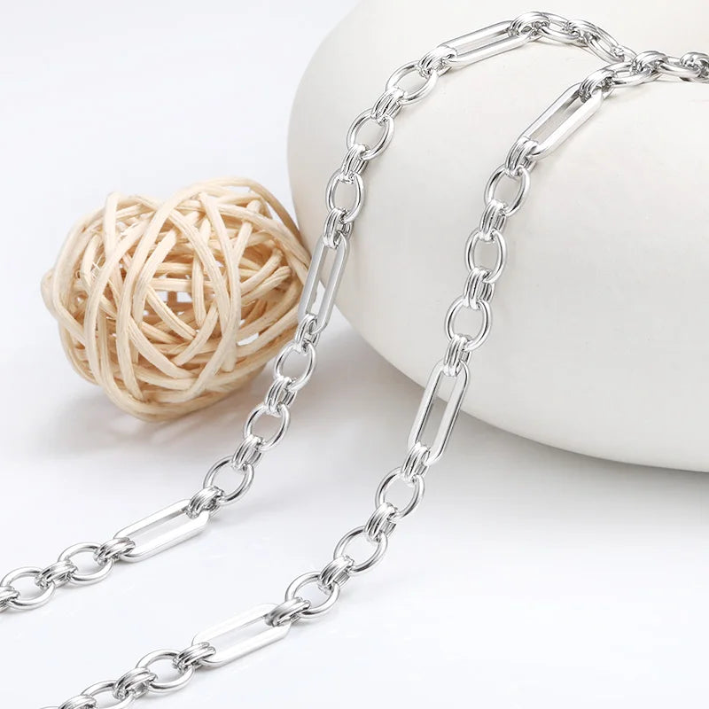 Elegant Paperclip Circle 304L Titanium Stainless Steel Chains Handmade Unique DIY Jewelry Findings & Components for Men Women
