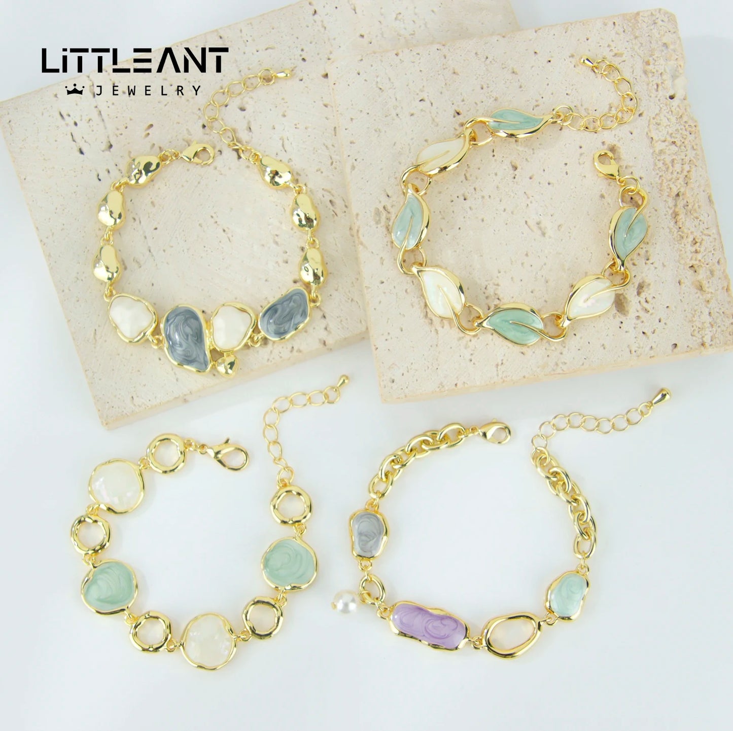 New Retro Simple Irregular Drip Oil Bracelet Wholesale Trendy Exquisite Brass Mixed Color Ladies Jewelry for Daily Wear