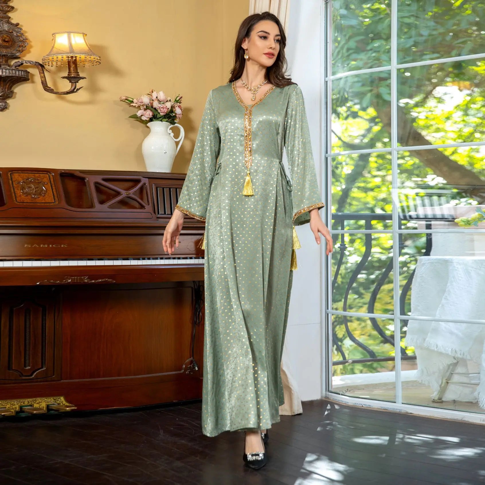 AB380 Manufacturer Muslim Dress  Abaya Glitter Islamic Clothing