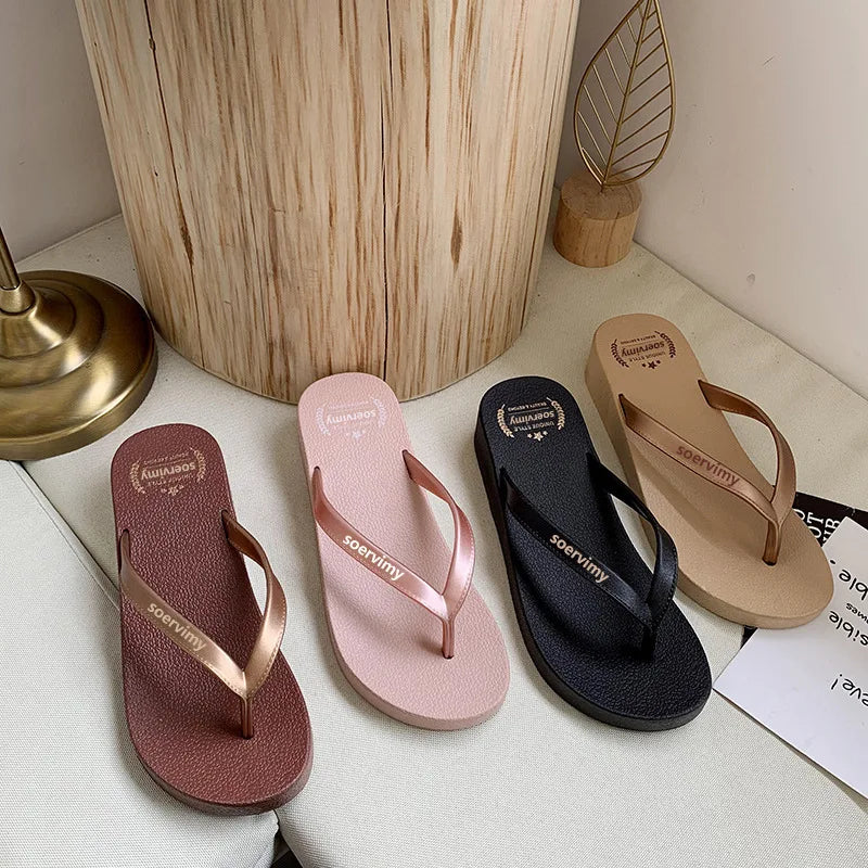 Wholesale Women's Sandals with Breathable Slope Heel Flip Flops Fashionable Summer Winter Spring Sandalias for Mujeres Chancl