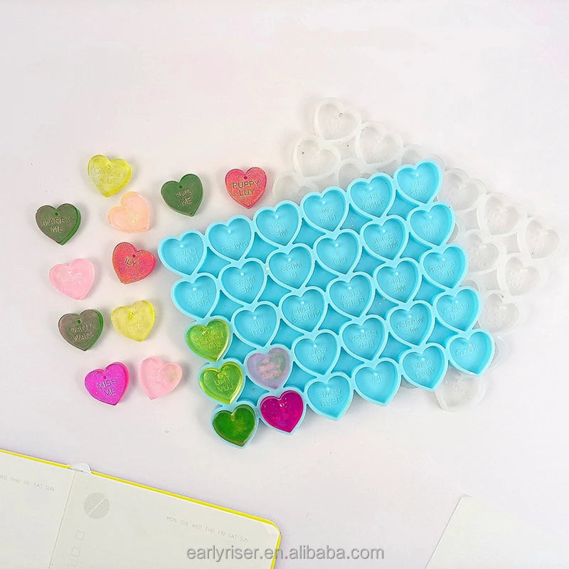 Early Riser DIY love Earrings Resin Mold Heart-shaped Silicone Combination Earrings Pendant Mold Jewelry Making Tools