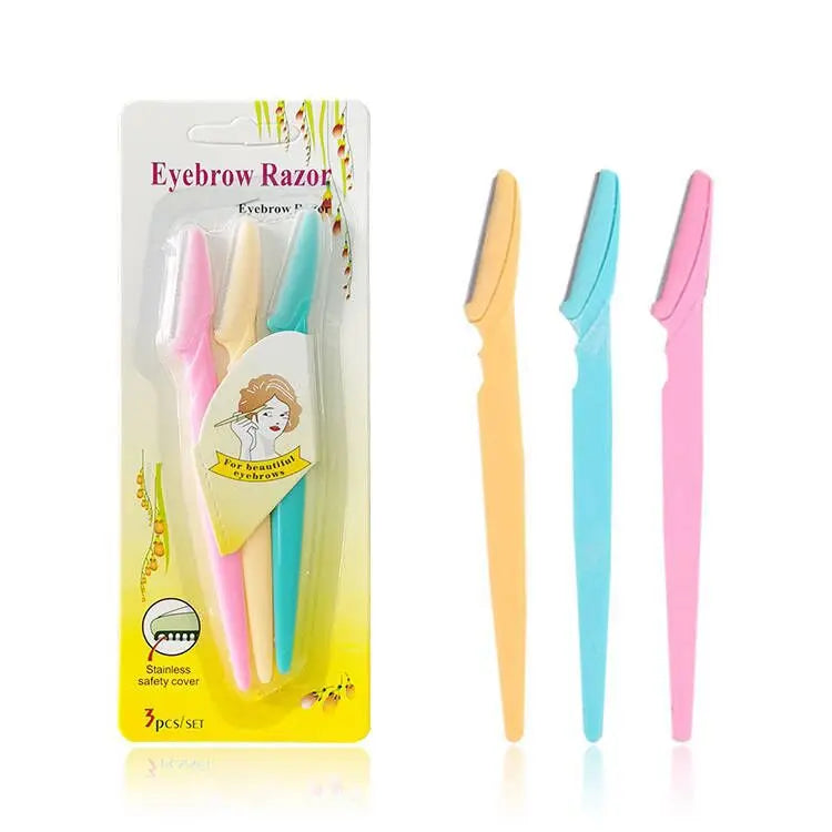 Wholesale Cheap Eyebrow Razor Hot Sale 3PCS Eyebrow Razor Trimmer with Cover Women Makeup Tools