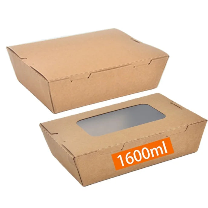 OEM Custom Eco-Friendly 1600ml Kraft Paper Multi-Compartment Food Boxes for Sushi Custom Size Color Disposable Takeaway