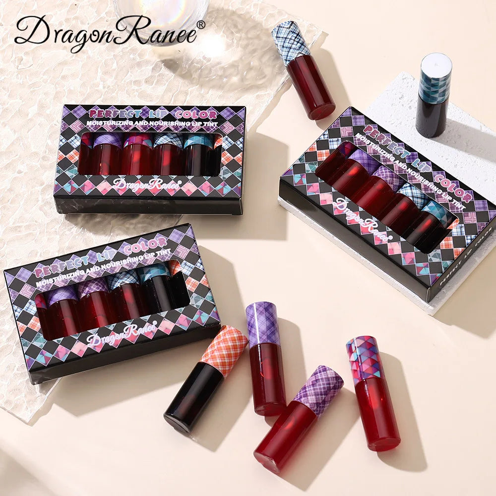 Dragon Ranee  6pcs  Transparent Water Colorless Lip Oil Lipstick  Moisturizing Hydrating Lip Oil Autumn and Winter Lip Sets