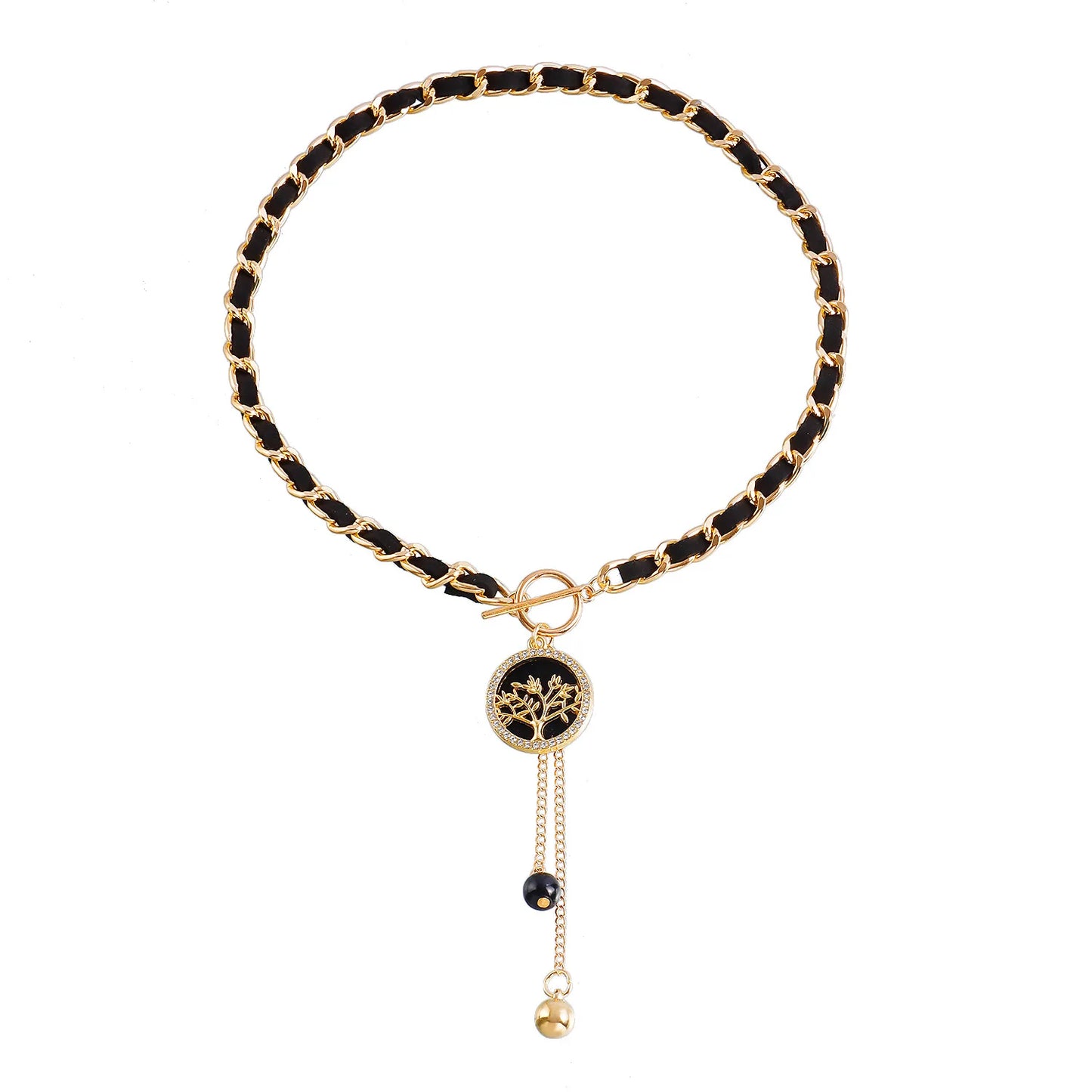 Factory Price Sexy Wrapped Velvet Chain Black Tree-shaped Gold Butterfly Necklace for Women Girls Collarbone Chain Tassel Col