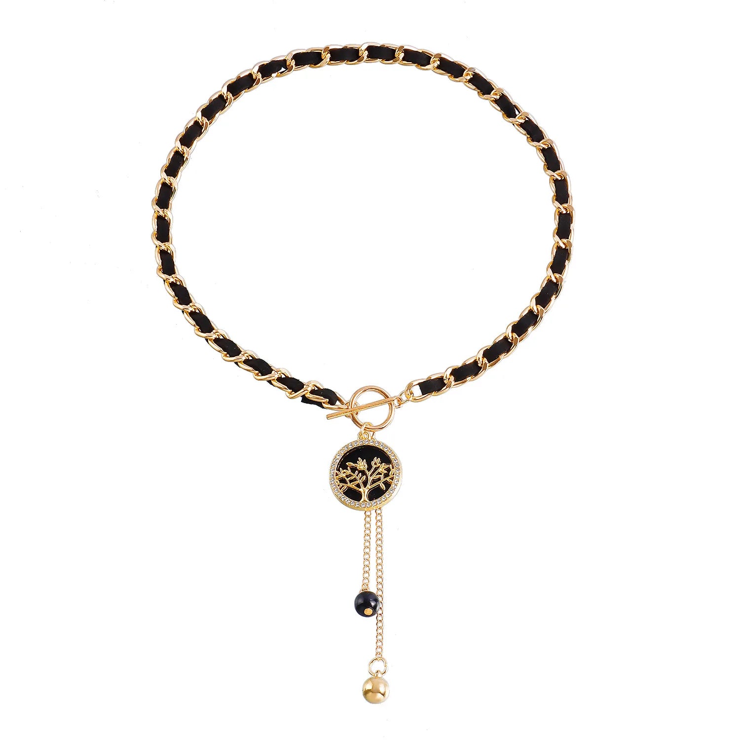 Factory Price Sexy Wrapped Velvet Chain Black Tree-shaped Gold Butterfly Necklace for Women Girls Collarbone Chain Tassel Col