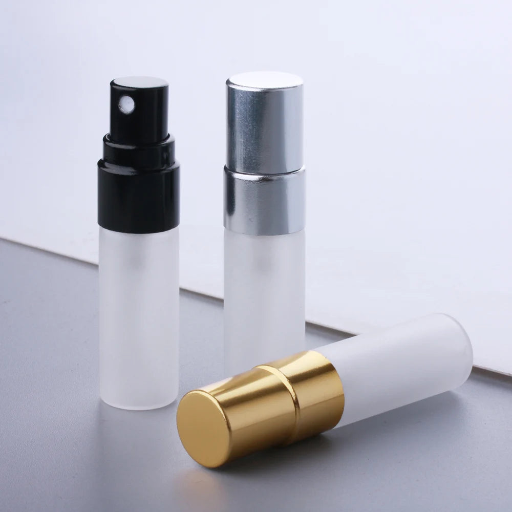 SUMEEAR Mini 3ml Frost Glass Perfume Test Vials with Spray Cap for Fragrance Atomizer Spray Bottle