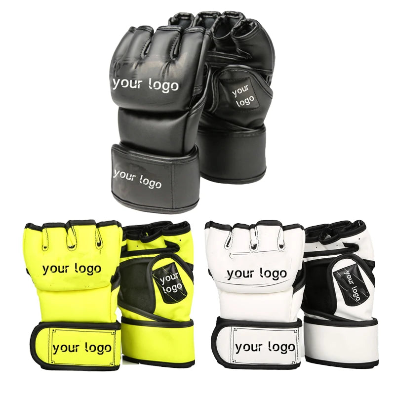 Professional MMA Boxing Gloves Sanda Muay Thai Half Split Finger UFC Fighting Sandbag Training Set Unisex PU Material