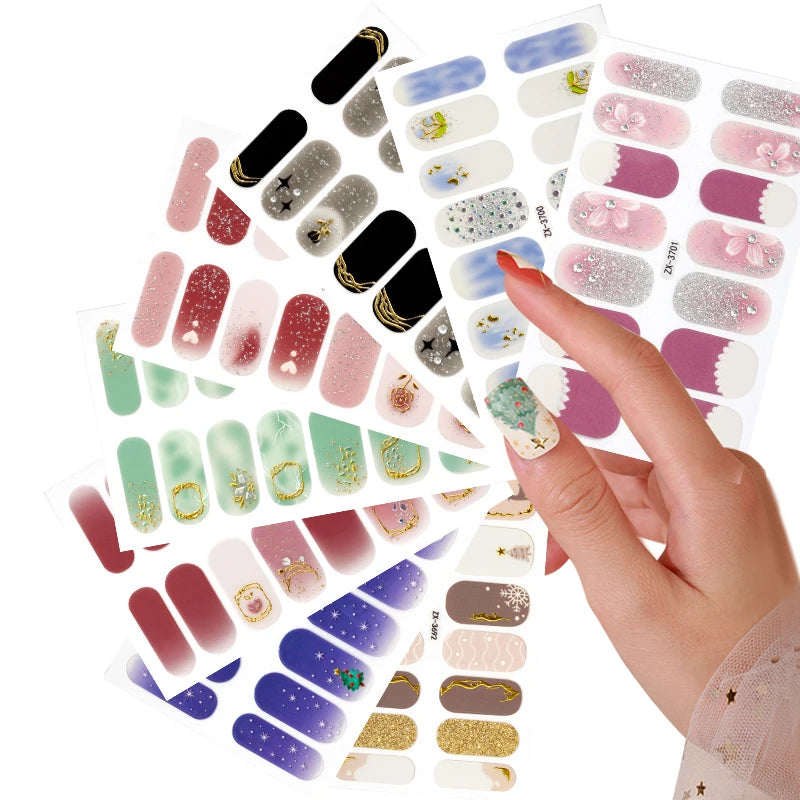 Factory Direct Customizable 2D Nail Sticker Nail Polish Sticker Oil Film 14 Sticker Set