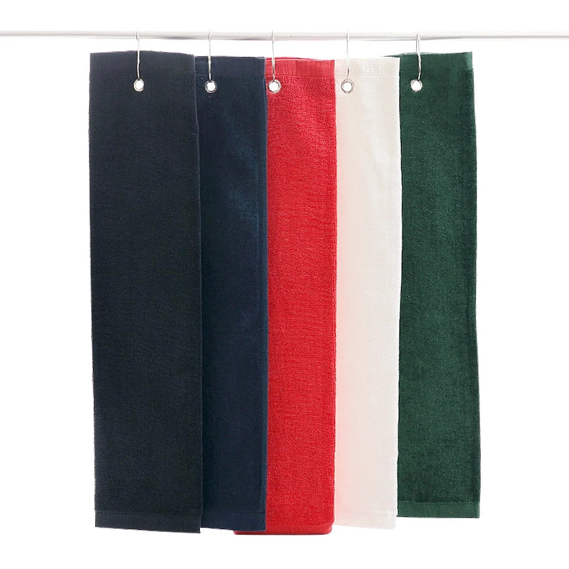 40*60cm Golf Towel with Hook Cotton Golf Cleaning Soft Sport Hand Towel Cleaning Golf Clubs Black White Red Green Blue Drop S