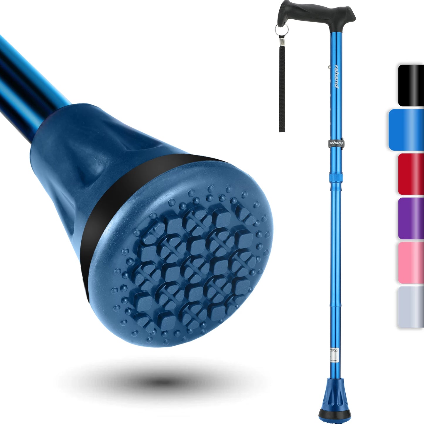 Rehand Aluminum Alloy Telescopic Folding Adjustable Walking Cane for the Elderly Crutch Size (78-96cm)-Multi-Use Hiking Stick