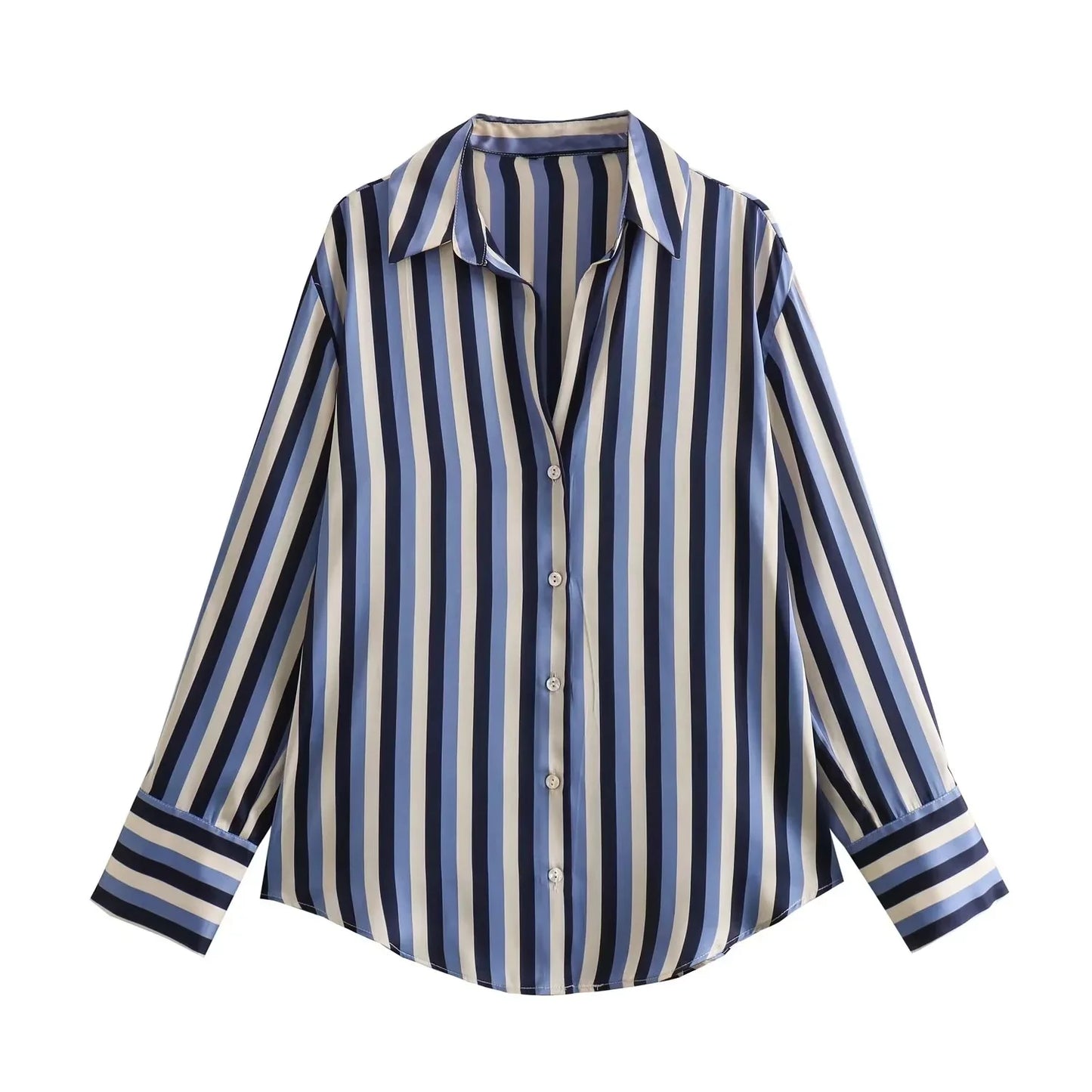 XS-L Autumn Shirt New Long Sleeved Top Versatile European and American Satin Long Sleeved Shirt