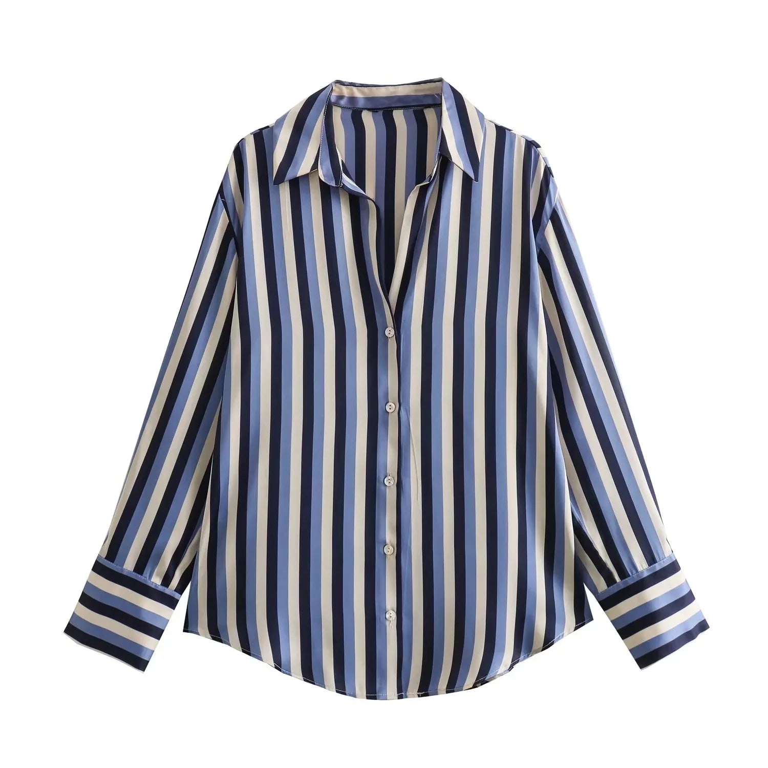 XS-L Autumn Shirt New Long Sleeved Top Versatile European and American Satin Long Sleeved Shirt