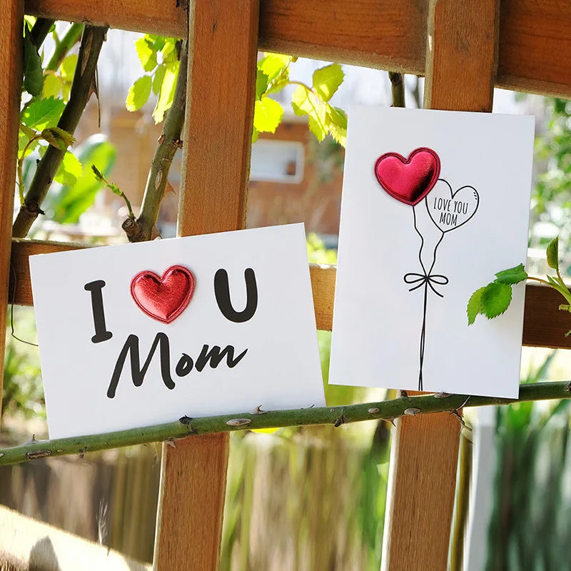 Handmade DIY 3D Heart Greeting Cards Offset Printing Mother's Day Gifts 'I Love Mom' Happy Mother's Day Thank You Card