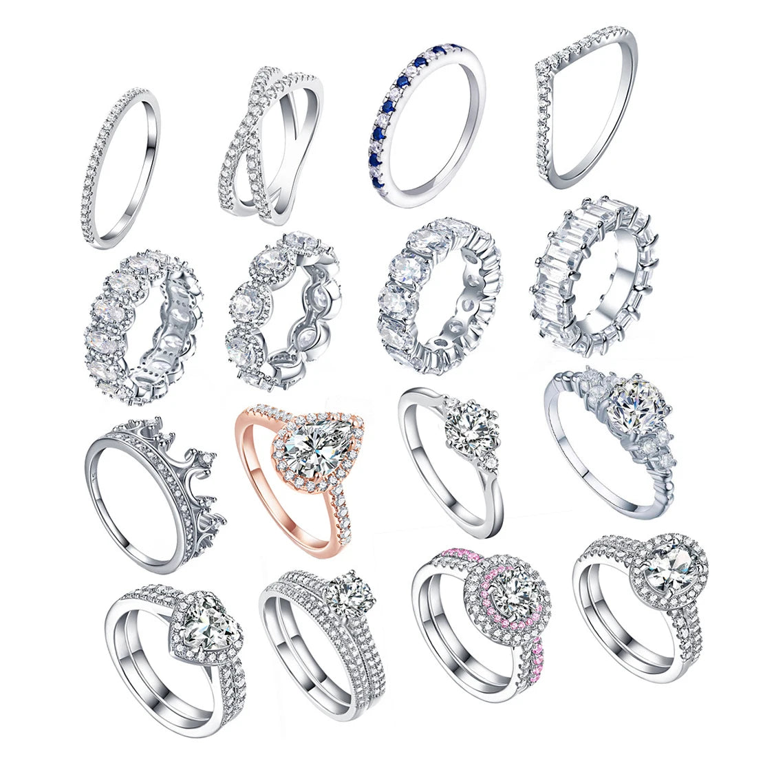 Wholesale Hot Sale Custom Women Fashion Engagement Rings Gemstone Cubic Zirconia Jewelry 925 Sterling Silver Ring