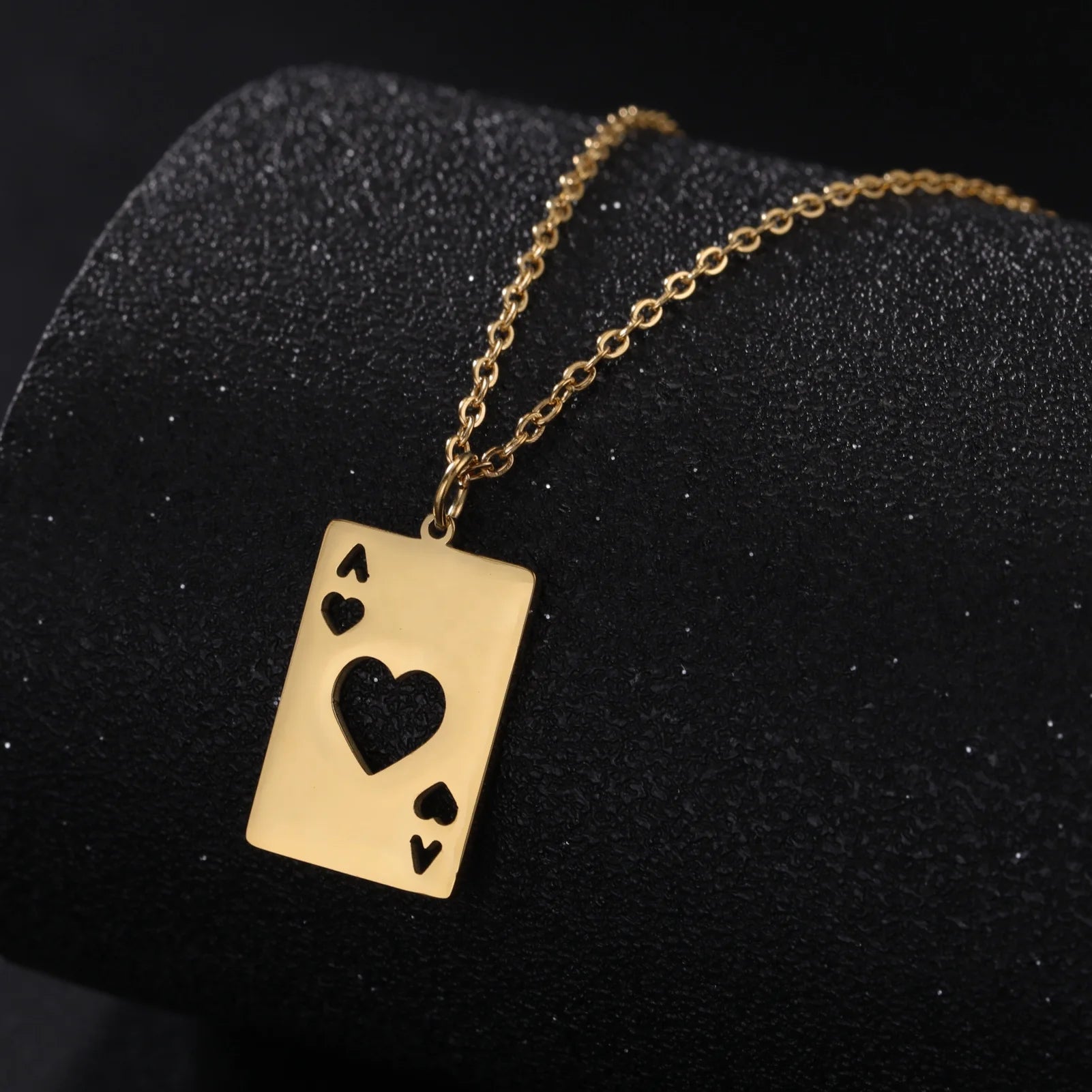 Hip Hop Poker Card Ace of Spades Necklace Lucky Pendant Neck Chain for Women Playing Cards Stainless Steel Jewelry Gifts