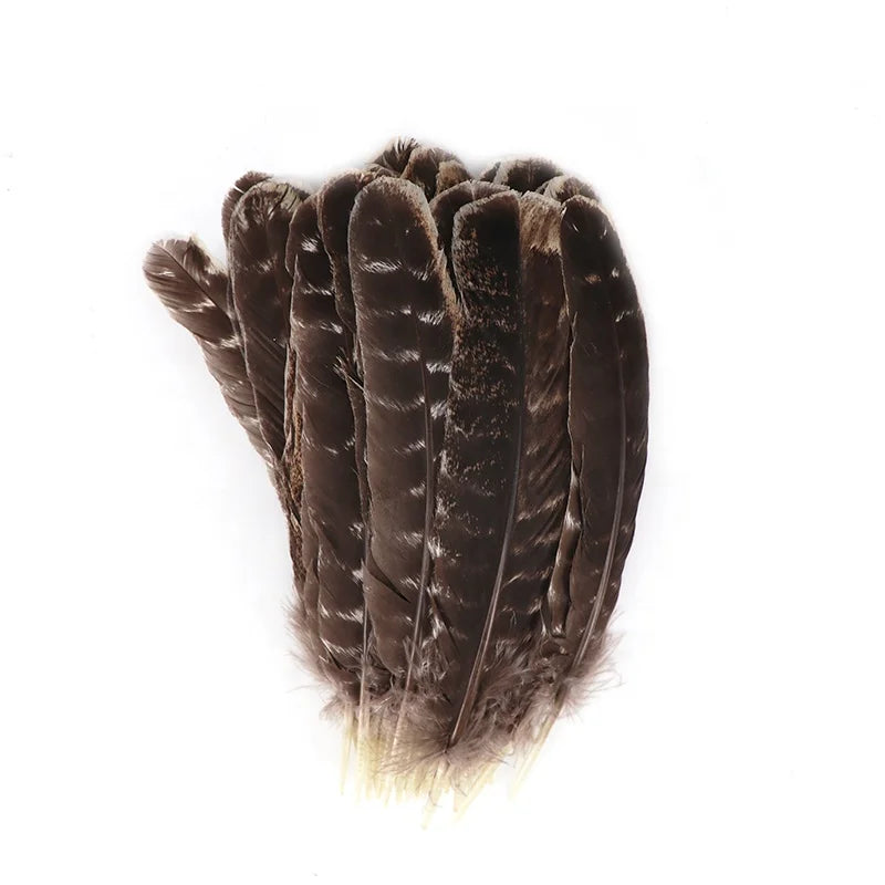 Wholesale Xinyuling 20-25cm Natural Turkey Wing Feathers Washed Pattern 100pcs MOQ for Crafts Decoration