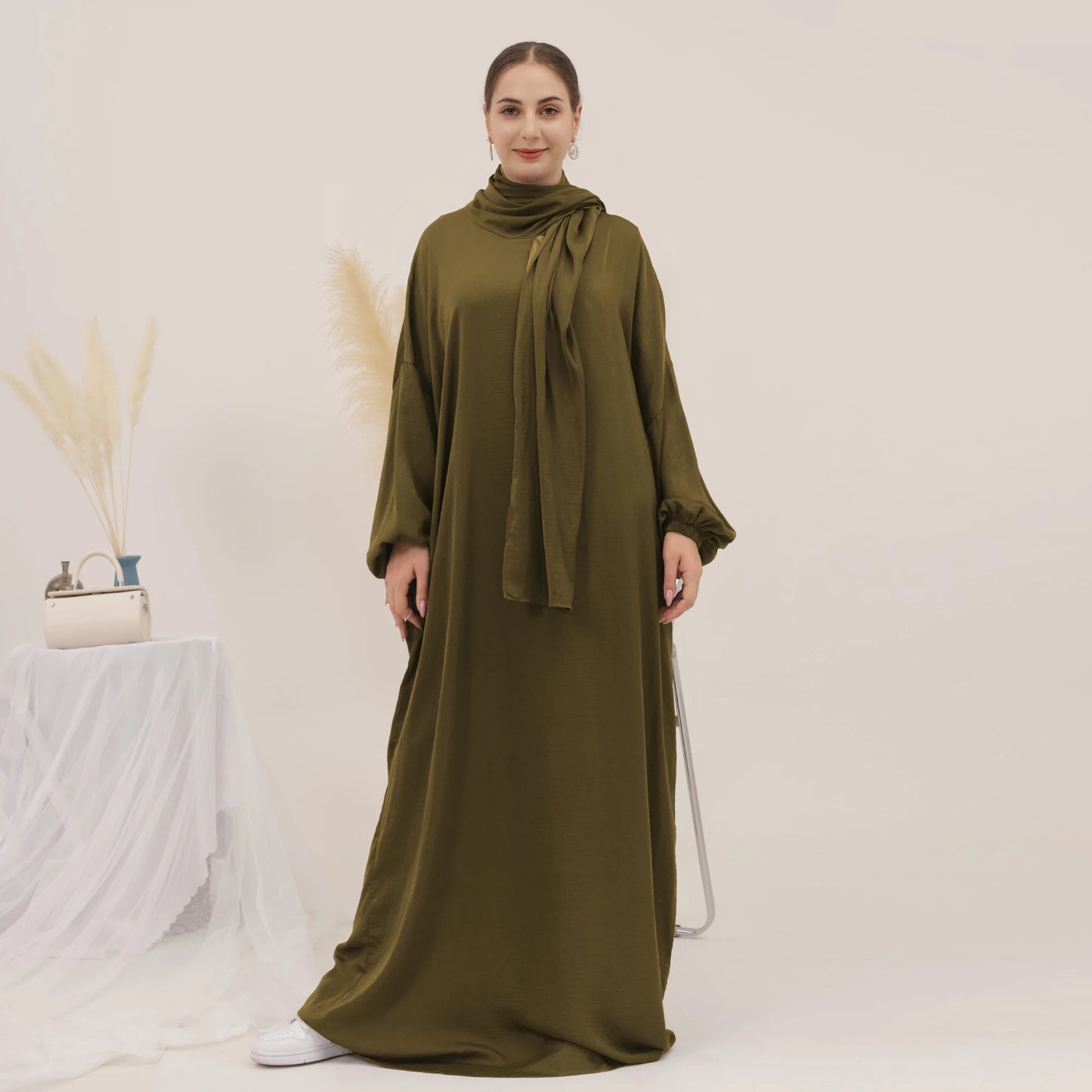 EID Hoodie Plus Size Jilbab Abaya Dress Wth Hijab Islamic Clothing Modest Dresses for Muslim Women