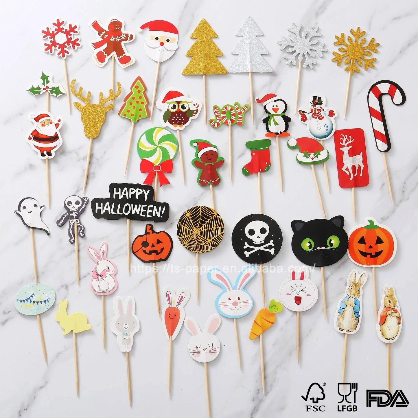 Wholesale Disposable Eco-Friendly Wood Christmas Cake Decoration Cupcake Toppers & Pickers with Wood Fragrance and Custom Log