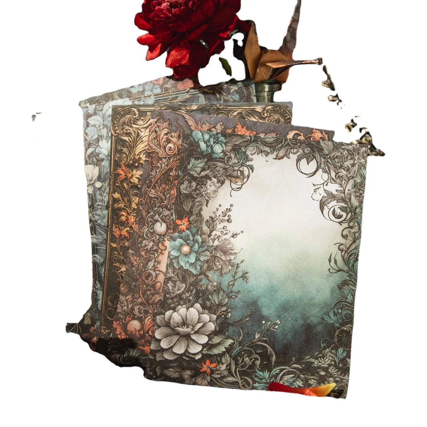 30pcs/pack Material Paper Floral Advent Series Retro Flower Theme Handbook Material