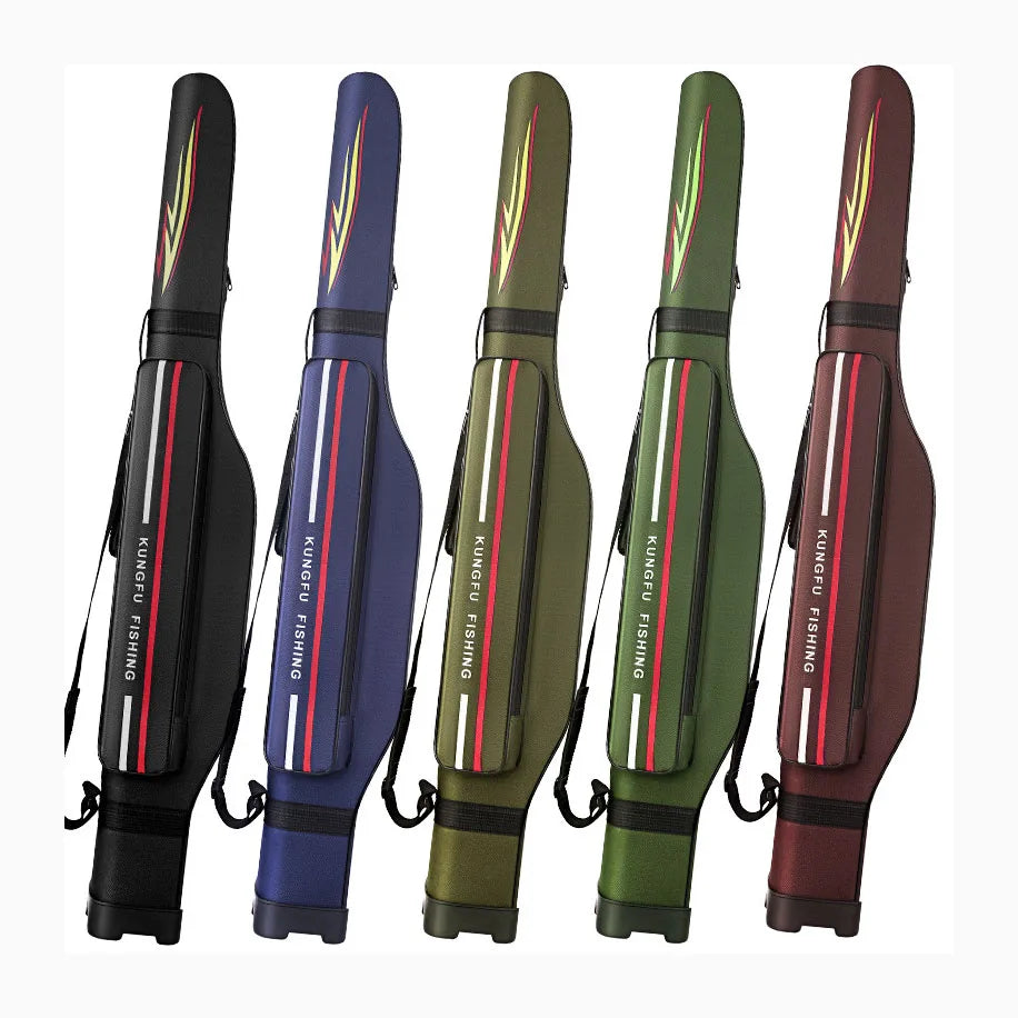 1.25M Double Layer Oxford  Suitcase Fishing Rod Box Reel Storage Tackle Bag With Bracket