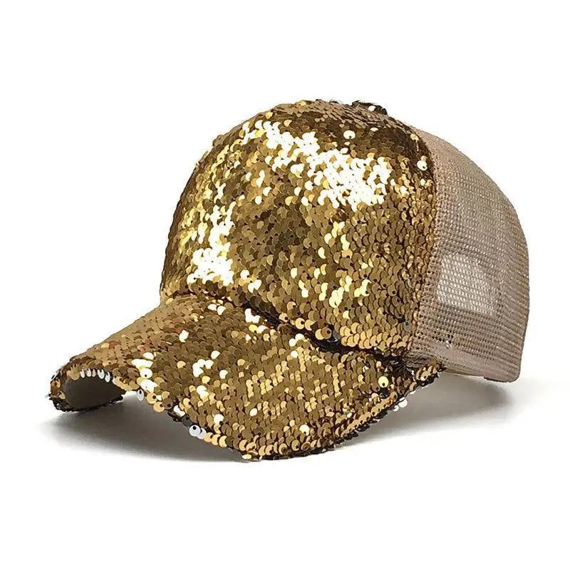 New Glitter Bling Shinning Mesh Baseball Cap Striking Pretty Adjustable Women Girls Party Sequined Hat