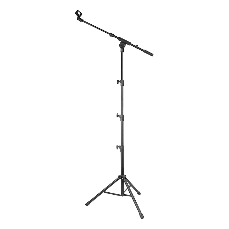 Rayyu GH-213 High Quality Folding Metal Tube Microphone Stand Stable Anti-Shake Design Black Floor Microphone Arm Stand for