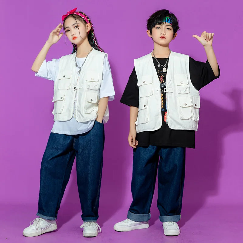 Drum Kit Girls Dance Hop Kids Costume Boys Hop Vest Set