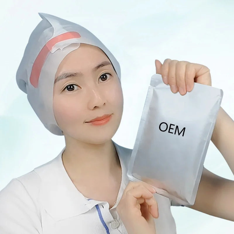 Collagen Dry Hair Mask Sheet Oem Private Label Biotin Keratin Hair Mask Cap Herbal Hydrating Repair Split Ends Hair Mask Pink