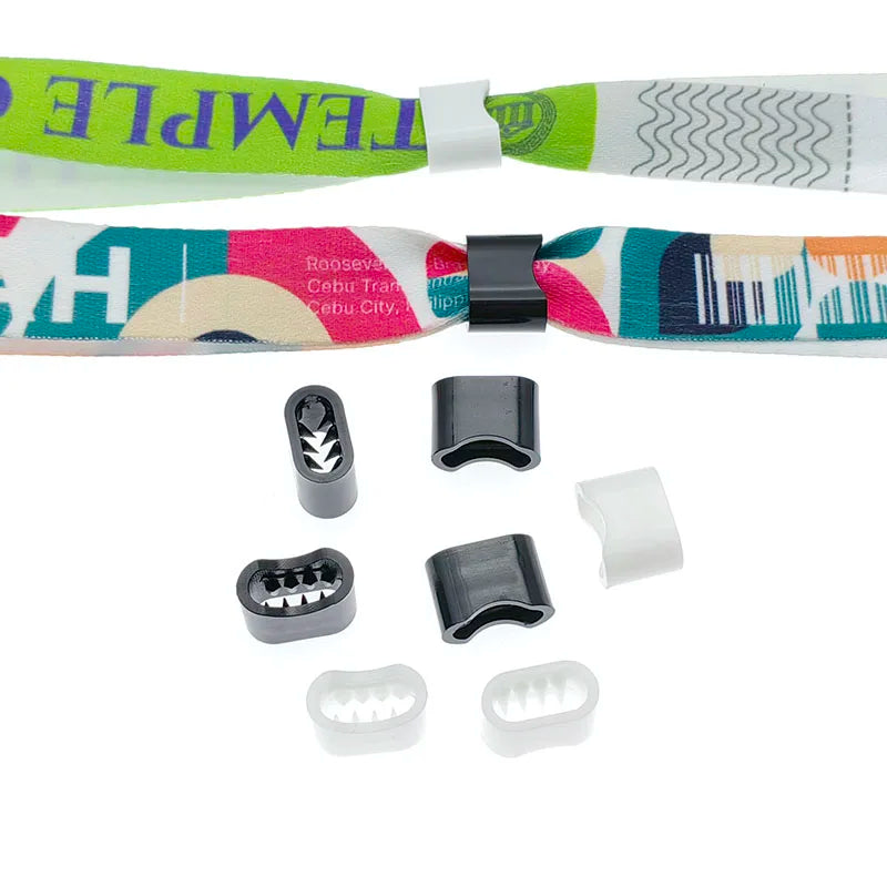 OEM Custom Disposable Slide Fabric Flat Bracelet Wristband Lock  Closure With Teeth for Event Concert Party