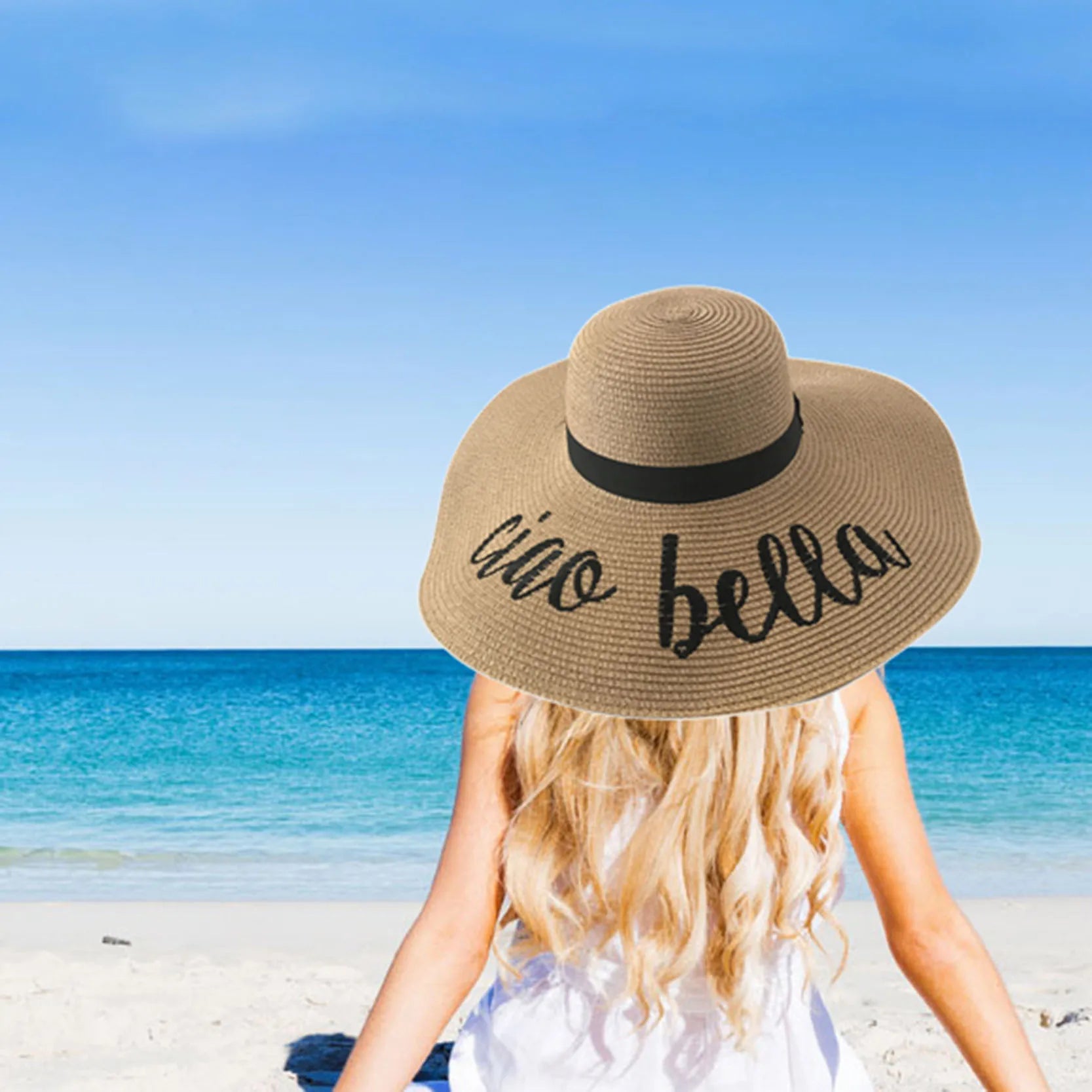 Summer Straw Hat Custom Logo Straw Hat Flip Cap Summer Wide Brim Hat for Girls Ladies