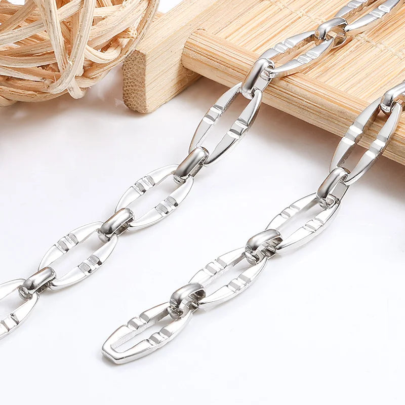 Thick Chain for Men Women Mouth Shape Indentation Exquisite 304L Titanium Stainless Steel Thick Chains for DIY Jewelry