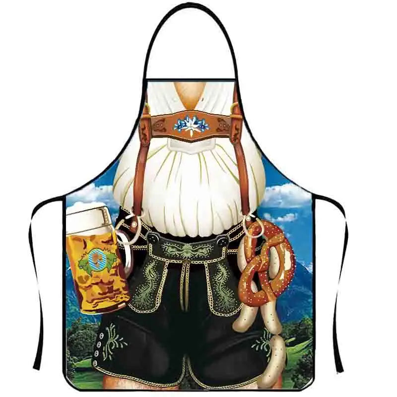 2024 Crazy Happy Bavarian Funny Kitchen Cooking Apron Women Promotional Party Supplies-Oktoberfest Style 80x60cm Waterproof