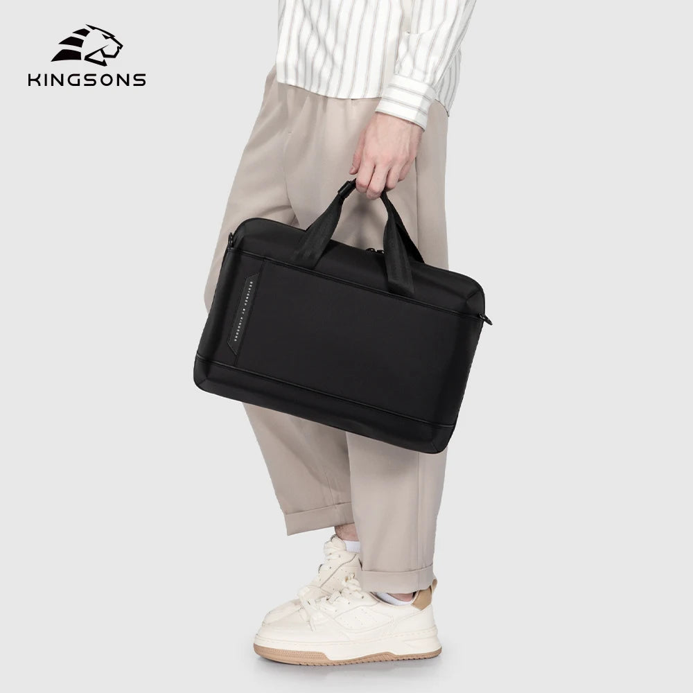 Wholesale Men Black 15.6 Inch Laptop Briefcase for Business Commuting Waterproof Polyester Fabric Travel Handbag Custom Bags