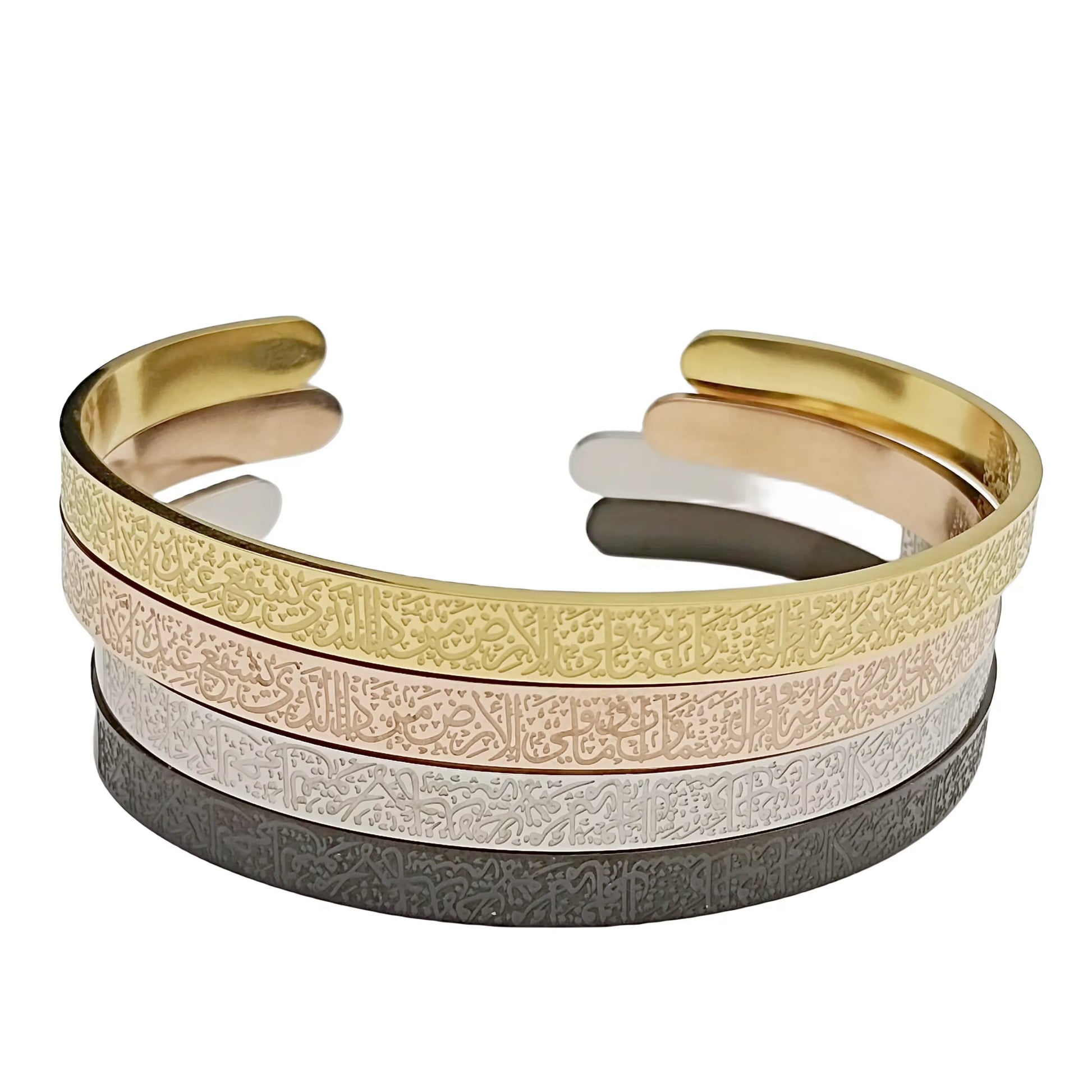 6CM Arab Muslim Islam Bracelet Cuff Accessories Double Sided Carved Stainless Steel   Bangle Bracelet