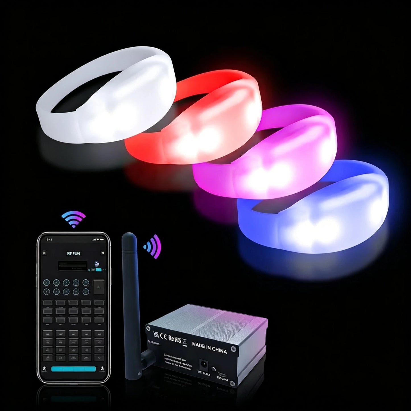DMX512  Remote Controlled LED Bracelet Programmable Lighting Eco-Friendly Silicone Wristband for Event Promotional