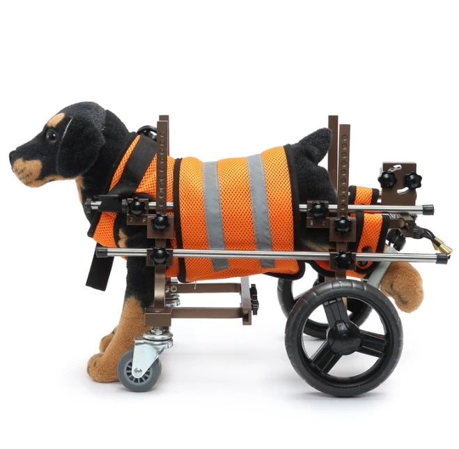 USMILEPET Utility Patent Adjustable 4 Wheels Sturdy and Durable Rear Leg Paralyzed Pet Wheelchair with Handle for Pet Shops