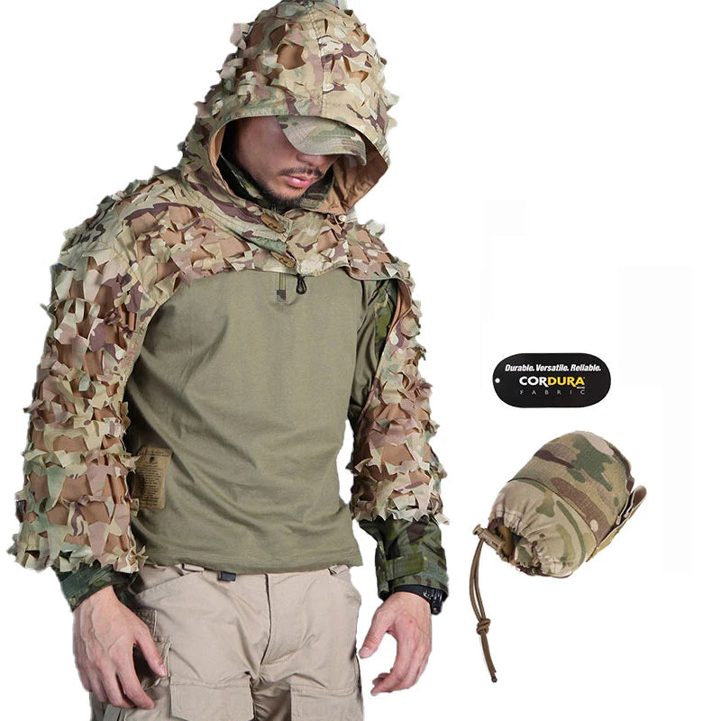 Emersongear Wholesale 40D Nylon Hunting Gear Clothing Laser Cutting Outdoor Shooting Lightweight Camouflage Ghillie Suit
