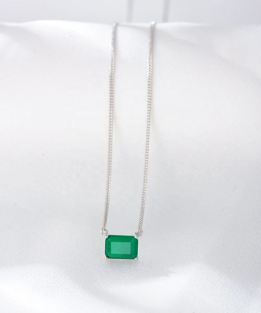 Classic Luxury Gemstone Single Zircon Clavicle Chain Charm Emerald Necklace Jewelry Gold S925 Silver 925 Silver Women's Accep