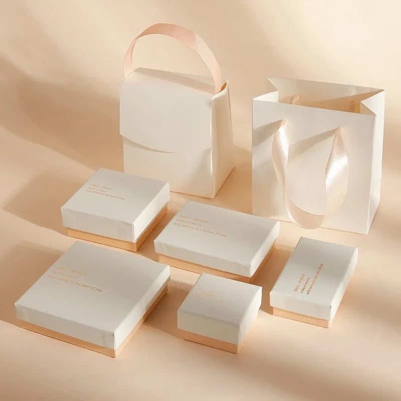 Hot Selling 2024 New Product White pink Rings Earrings  Studs  Bracelets  Necklaces Bracelets Jewelry Box Packaging