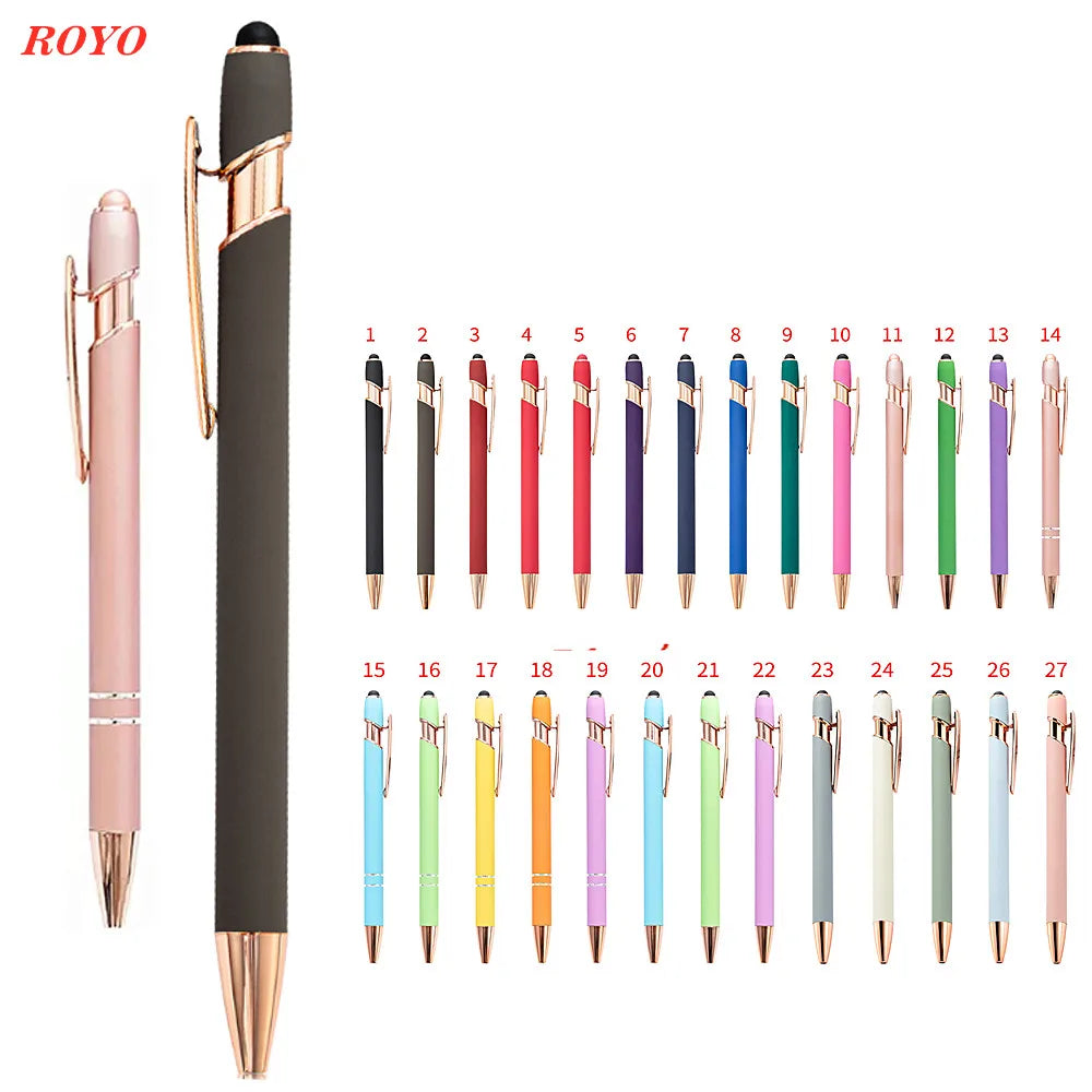 Hot Sale 2-in-1 Ballpoint Pen Stylus 1.0mm Writing Width Rose Metal Screen Capacitor Custom Logo Advertising Promotion Gifts