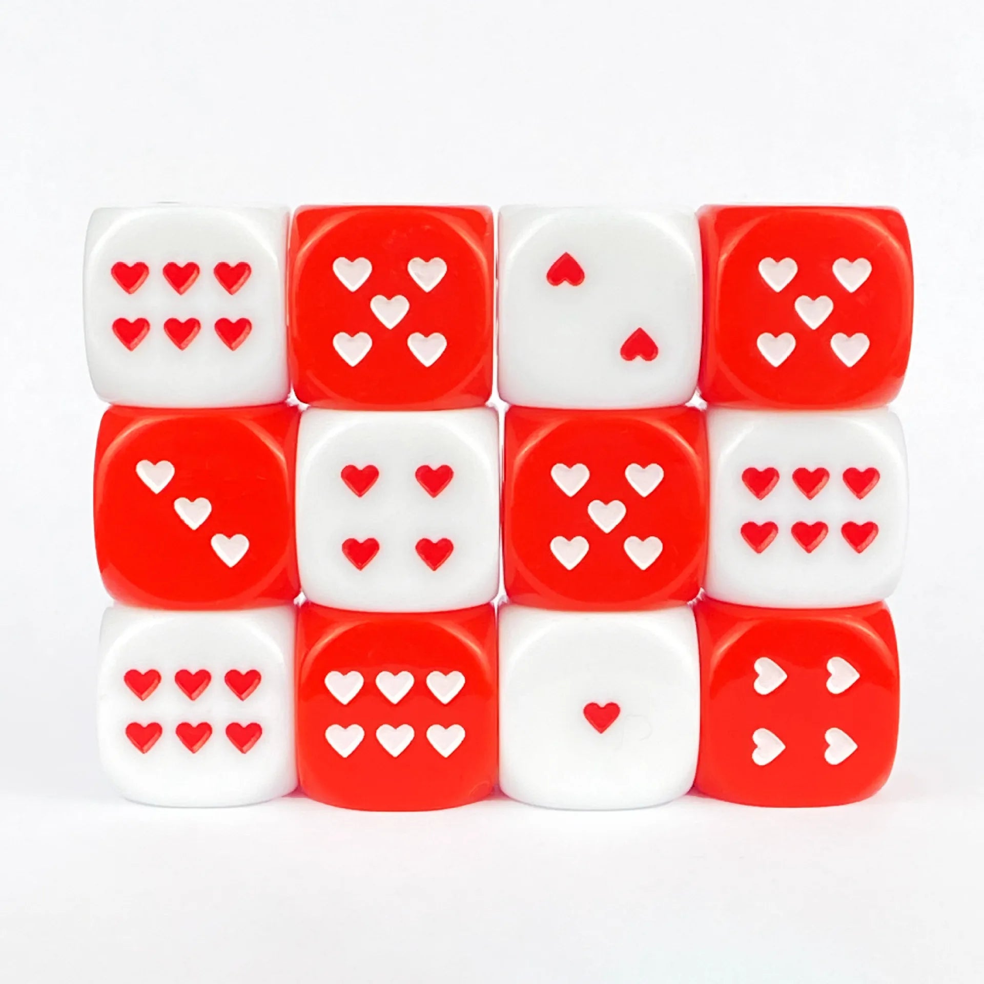 Wholesale High Quality Red/White D6 25mm Heart Shape Acrylic Rounded Corner Dice Game Board Game