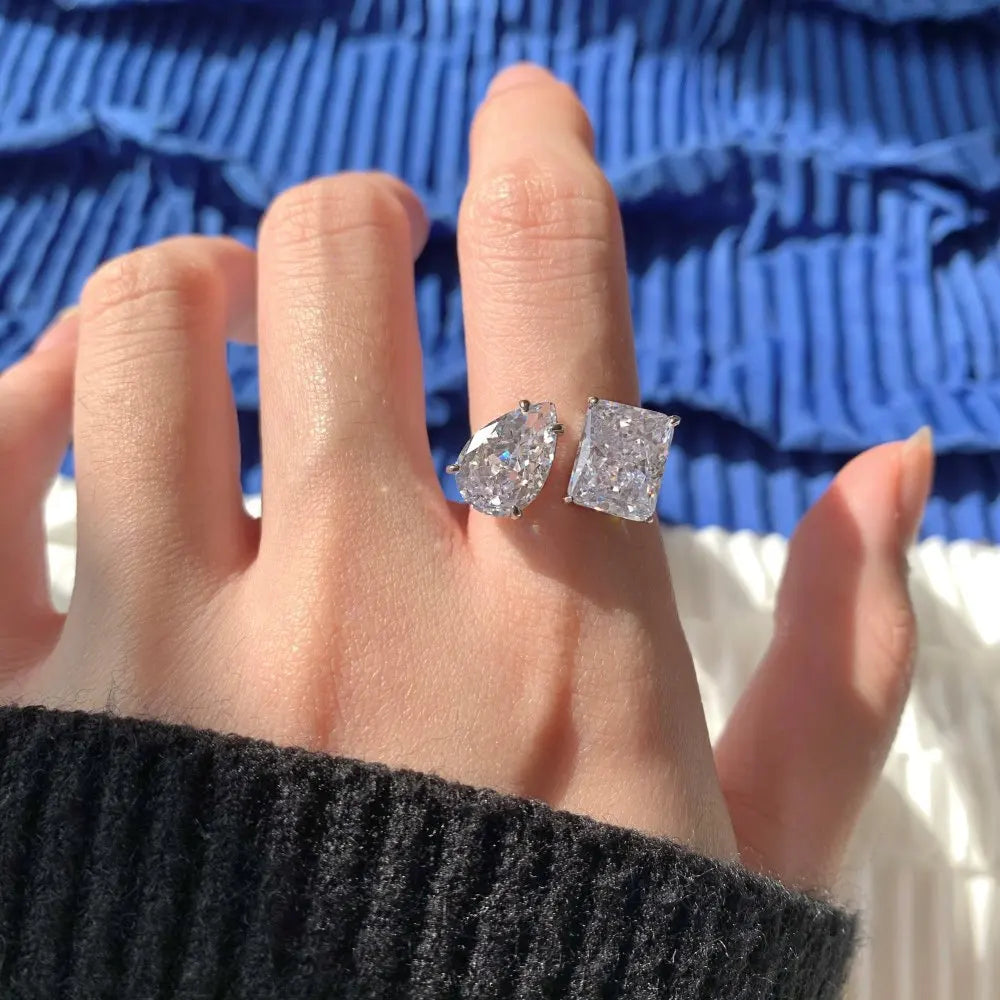 925 Sterling Silver Gemstone Rings Fashion Jewelry Ice Flower Cut Cubic Zirconia Rings for Women