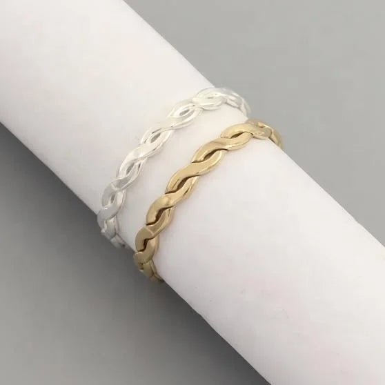 GP US 2.4mm Width Woven Twist Ring 14K Gold Filled S925 Silver Hammered Twisted Band  Rings Permanent Jewelry Women  Wholesal