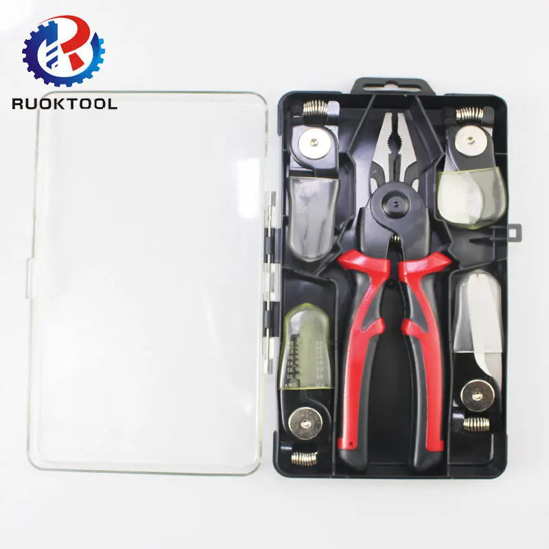 5-in-1 Interchangeable Plier Heads Steel Wire Stripper Cable Clamp Crimping Pliers Multi-functional Pliers Set