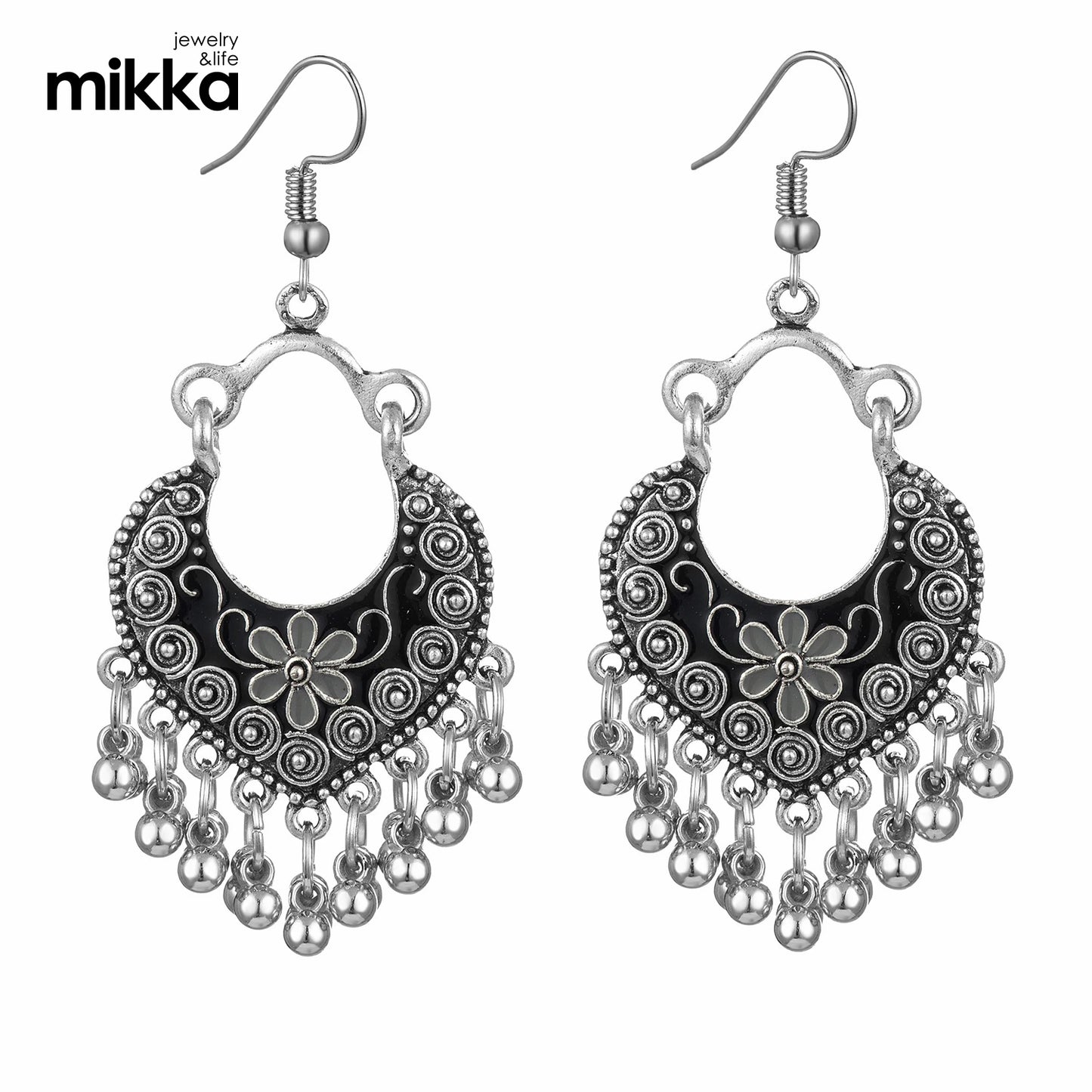Fashion Vintage Antique Alloy Hollow Out Carved Flower Dangle Earrings