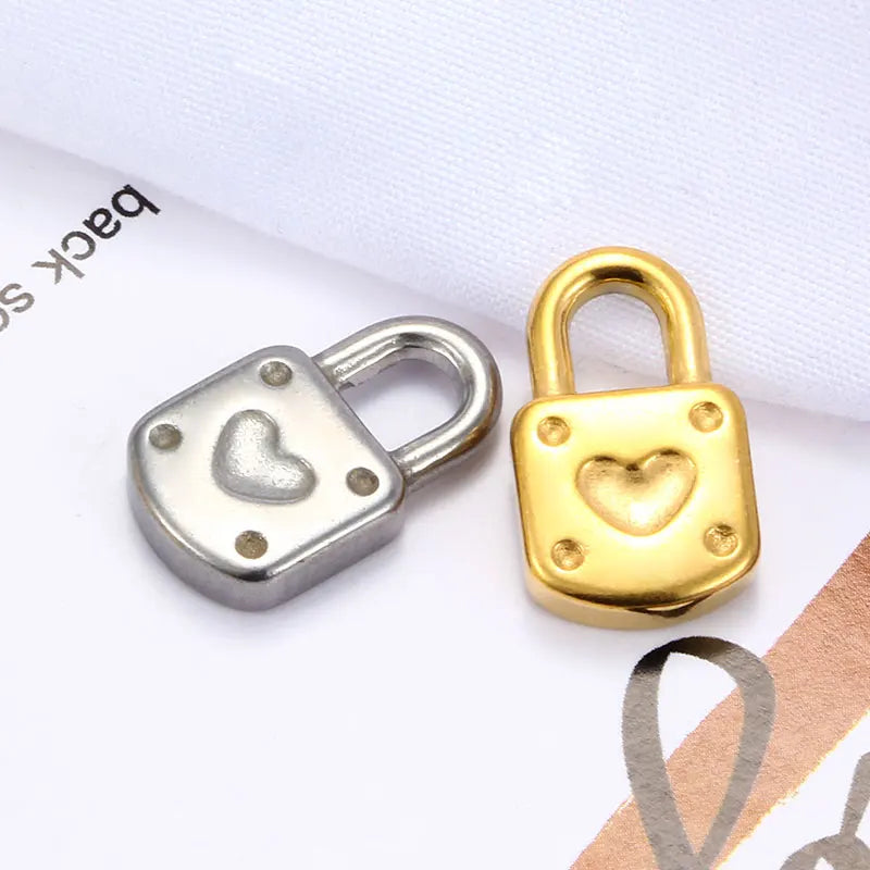 High Quality Y2K Style18K PVD Plated Stainless Steel Pendant Popular for Necklaces Bracelets Lock Heart Jewelry Charms