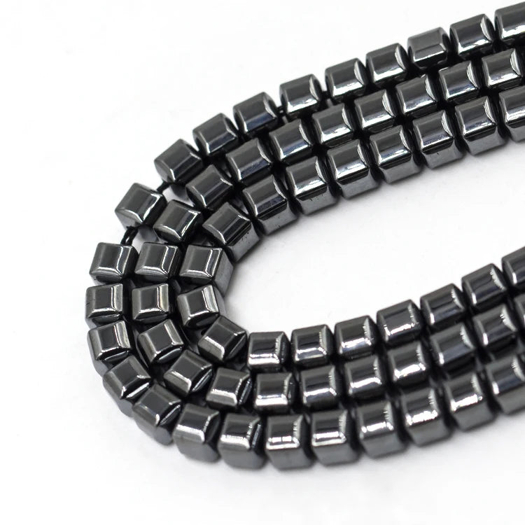 Wholesale New Fashion Natural Gemstone Loose Cube Shape Hematite square Cut Flashy Black Hematite Beads for Jewelry Making
