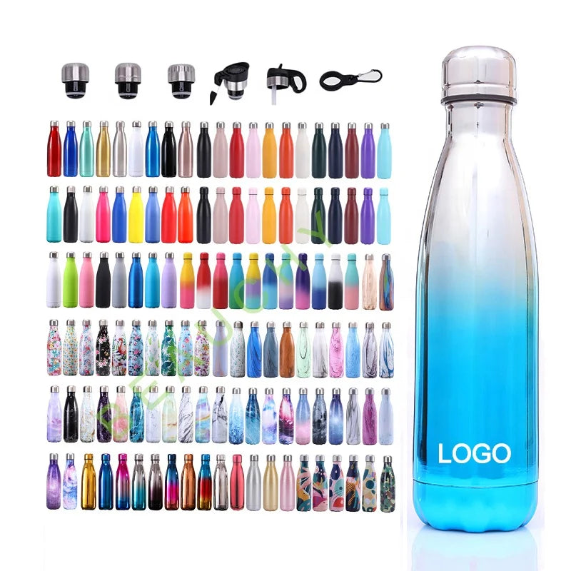 Sports Gym Flask Custom logo 17oz 500ml Thermal Insulated Double Walled Cola Shape Stainless Steel Water Bottle